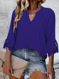 Solid Long Sleeve Blouse, V Neck Casual Every Day Top For Summer & Spring, Women's Clothing