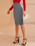 Plaid Print High Waist Skirts, Casual Slim Bag Hip Skirts For Spring & Summer, Women's Clothing