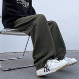 Gbolsos Casual pants for men in spring and autumn, American loose wide leg ins high street fashion brand, versatile straight tube solid