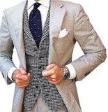 Gbolsos Mens Suit Vest Plaid Coffe Champagne Wedding Wool Business Waistcoat Jacket Casual Slim Fit Gilet Homme Vests For Groosmen