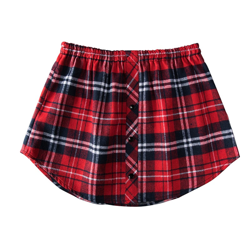 Gbolsos Detachable Underskirt Cotton Shirt Extender for Women Irregular False Skirt Tail Blouse Hem Plaid Mini Skirt Extender Hemline