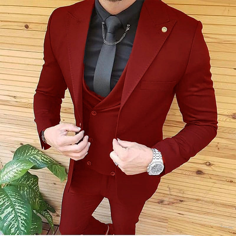 Gbolsos Mens Wedding Suits Groom Wear Tuxedos Prom Dresses Best Man Suit Party Suit Business Suit Three Pieces Suit( Jacket+Pants+Vest)