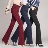 Gbolsos Women's Pants Fashion Casual Loose Slim Flared Trousers High Waist Formal Trousers For Woman Skinny Solid  Office Lady Wear