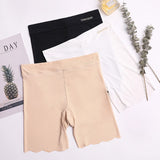 Gbolsos M~4xl Women's Safety Pants Thin Breathable Non-curling Boxer Shorts High Waist Short Pants Plus Size Four-corner Legging Shorts