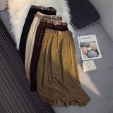 Gbolsos Long Skirts Women Corduroy Classy Tender Retro Autumn College Ladies Cozy Ins Prevalent Basic Leisure All-match Feminino Newest