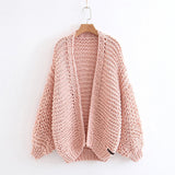 Jastie Winter Fashion Women's Cardigans   Strawberry Pattern Single-Breasted V-Neck Puff Sleeve Loose Sweater кардиган