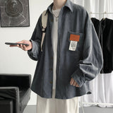 Privathinker Oversized Mens Corduroy Shirts Long Sleeve Vintage Blouse Casual Korean Style Male Autumn Cardigan Fashion Clothing