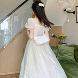 Gbolsos Elegant Princess Dress Women Vintage Lace-up Party Long Fairy Dresses for Women   Spring Victorian Wedding Midi Dress Korean