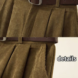 Gbolsos Long Skirts Women Corduroy Classy Tender Retro Autumn College Ladies Cozy Ins Prevalent Basic Leisure All-match Feminino Newest