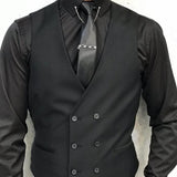 Gbolsos Black Formal Sleeveless Men Vest with Double Breasted One Piece Male Suit Waistcoat Custom Wedding Tuxedo Waist Fashion Coat