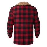 Men's Fashion Jackets Warm Winter Plaid Compound Cardigan Casual Long Sleeve Blouse Plush Tops Coat Overcoat Streetwear #40