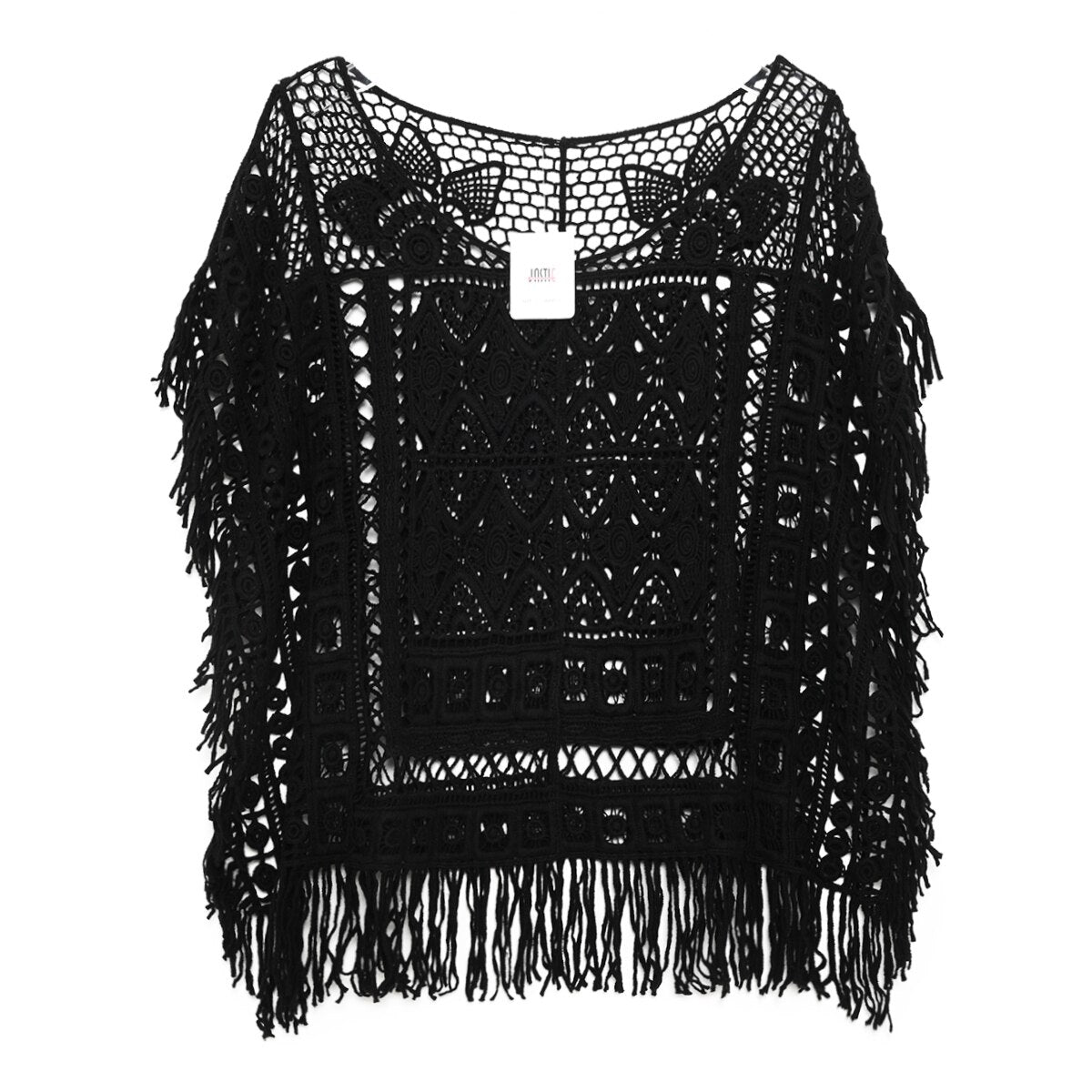 Boho Crochet Chic Lace Top Tassel Batwing Sleeve Loose Casual Beach Blouse Shirt Hollow out Floral Embroidery Women Shirt