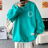 Gbolsos Men's Lazy Wind Coats Round Neck Hoodies Loose Oversiezd Printing Sweatshirts Thickened Plush Fashion Trend Pullover S-4XL