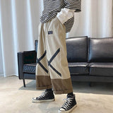 Straight casual pants Men Hong Kong style Korean large size Ankle-length Cargo pants trend all-match wide-leg boot-cut trousers