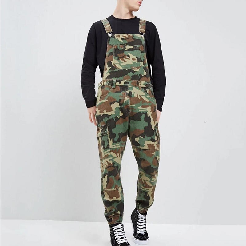 Gbolsos Military Tactical Camouflage Denim Overalls Fashion Camo Bib Jeans Overalls Mens Multi-pocket Jumpsuit Plus Size Rompers P006