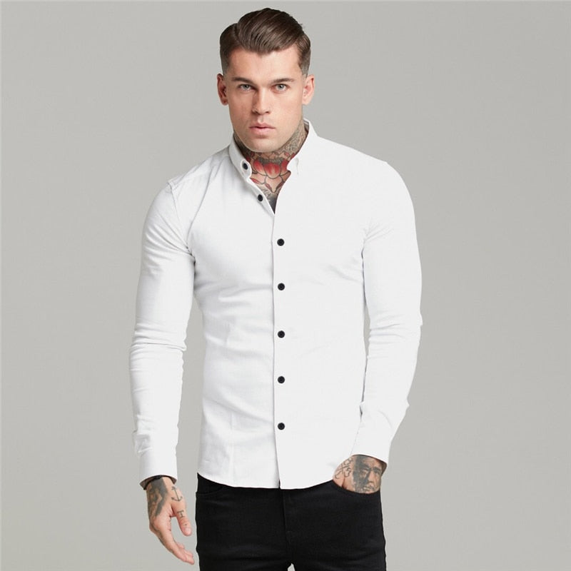 Gbolsos Shirt Men's Summer Thin Section Non-iron Modal Shirt Men's Black Long-sleeved Business Career Trend 6 Colors