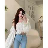 Gbolsos Floral Fashion Women Blouse Sexy Low Cut Blouse Tall Tops High Quality Jacquard Beautiful Tee Shirt Long sleeve Youth Clothing