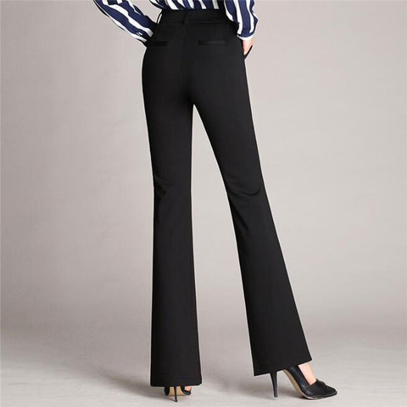 Gbolsos Women's Pants Fashion Casual Loose Slim Flared Trousers High Waist Formal Trousers For Woman Skinny Solid  Office Lady Wear