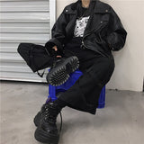 Gbolsos/men's wear 2021 Autumn fashion new streetwear Black PU Leather oversize Jacket Loose Zipper Korean hip hop coat 9Y1188