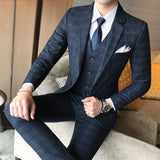 Gbolsos Luxury Men's Check Vest Suit Trousers Men's Formal Wear Wedding Dress Large Size Casual Business Men's Suit Vest Trousers