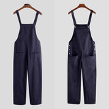 Gbolsos 2023 Men Bib Pants Solid Color Casual Jumpsuits Streetwear Joggers Multi Pockets Fashion Suspenders Men Cargo Overalls