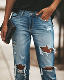 Gbolsos New Women Fashion Mid Waist Boyfriend Big Ripped Hole Jeans Casual High Street Denim Pants Sexy Vintage Pencil Calca Jeans