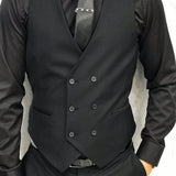 Gbolsos Black Formal Sleeveless Men Vest with Double Breasted One Piece Male Suit Waistcoat Custom Wedding Tuxedo Waist Fashion Coat