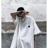 Hong Kong style shirts hip-hop couple summer letter printing tee trend Korean students loose short-sleeved t-shirts men women