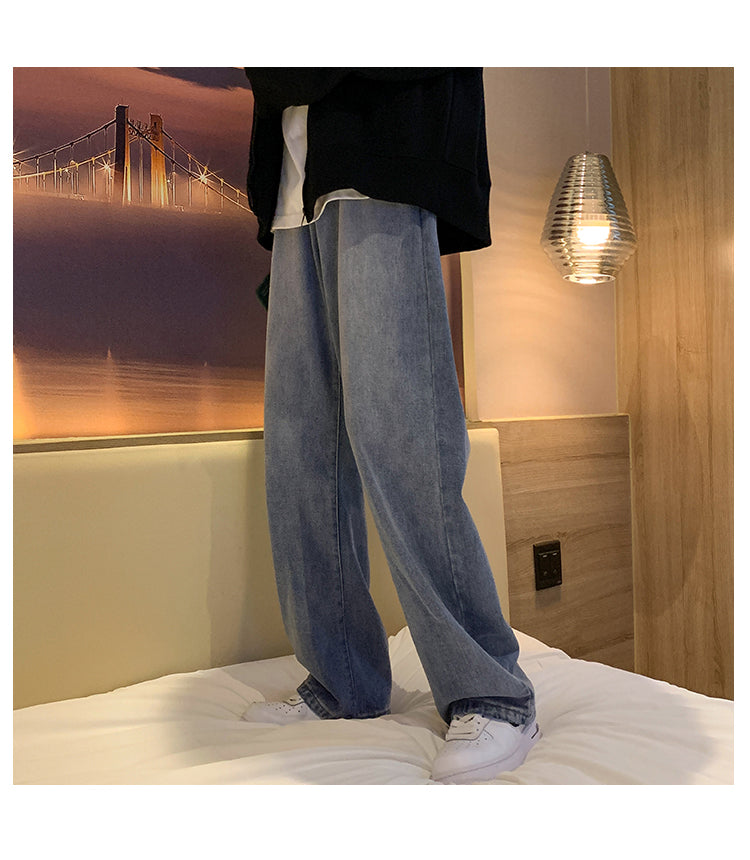 GbolsosMen's Fashion Loose Jeans Straight 2021 Autumn New Woman Casual Jeans Mans Streetwear Korean Black Hip Hop Jeans Trouser