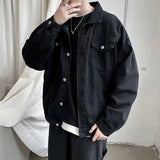 Gbolsos Black Denim Short Jacket Men Jeans Jacket Coats Casual Windbreaker Pockets Overalls Bomber Streetwear Man Clothing Outwear