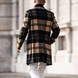 Gbolsos Autumn Winter Fashion Men's woolen Coats Solid Color Single Breasted Lapel Long Coat Jacket Casual Overcoat Casual Trench
