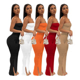 Gbolsos New Hem Slit Elastic Bodycon Jumpsuit Woman Sexy Suspenders Sleeveless Skinny Flared Trouser Romper Yoga Overalls