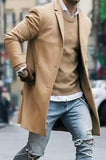 Gbolsos Autumn Winter Mens Jacket Male Overcoat Casual Solid Slim Coats Long Cotton Coat Streetwear
