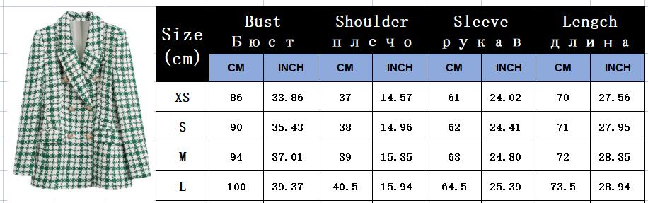 Gbolsos Blazer Women Coat Spring Fashion Check Suit Jacket Woman Vintage Long Sleeve Double Breasted Blazers Top