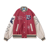 Gbolsos Hip Hop Baseball Jacket Coat Men Letter B Embroidery Leather Sleeve Varsity Bomber Biker Punk Vintage Fashion College Jacket