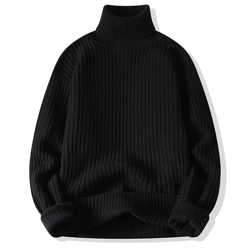 Gbolsos Autumn Winter New Mens Sweater Turtleneck Pullover Men Solid Color knit Sweater Business Casual Sweater Warm Pull Jumper