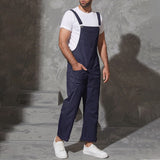 Gbolsos 2023 Men Bib Pants Solid Color Casual Jumpsuits Streetwear Joggers Multi Pockets Fashion Suspenders Men Cargo Overalls