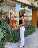 Gbolsos Summer Knit Long Skirt Women Sexy Holiday Party Beach Cove-Up Midi Skirts Dropped Waist See Through Wrap White Maxi Skirt