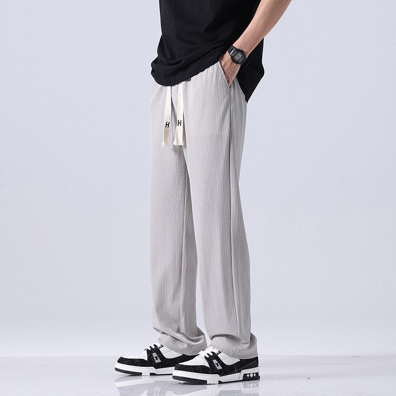 Gbolsos 2023 Spring Summer New Streetwear Baggy Men Korean Fashion Loose Straight Wide Leg Pants Male Brand Clothing Black Grey Brown