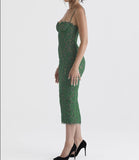 Gbolsos Elegant Lace Spaghetti Strap Sexy Midi Dress For Women Fashion Sleeveless Backless Club Party Print Long Dress Vestido