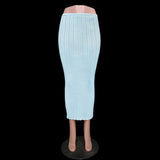 Gbolsos Summer Knit Long Skirt Women Sexy Holiday Party Beach Cove-Up Midi Skirts Dropped Waist See Through Wrap White Maxi Skirt