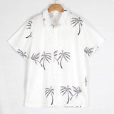 Gbolsos Coconut Tree Shirt Men 3d Print Hawaiian Beach Large SIze Short Sleeve Casual Loose Turn down Collar Street