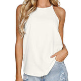 Gbolsos Women Tank And Camis Ladies Halter Neck Top Summer Sexy O Neck Sleeveless Tops Vest Female OL T-shirts Women Pulovers