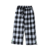 Gbolsos Korean Men Plaid Pants Vintage Drawstring Joggers Wide Straight Trousers Man Streetwear Fashion Oversized Checkered Pants Man