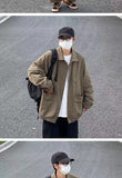 Gbolsos2022 Men's Japanese Vintage Lapel Collar Cargo Jackets Work Clothes Harajuku Loose Casual Coats Solid Color Outerwear M-2XL