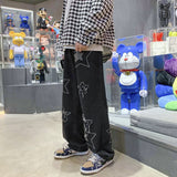 Gbolsos Y2K Star Pants Men's Jeans with Stars Streetwear Hip Hop Denim Pants Straight Trousers Male Embroidered Loose Casual