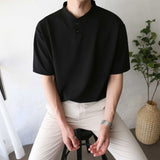 Gbolsos Summer Short Sleeve T-shirt Men Slim Fit Fashion Casual T Shirt Men Korean Solid Color Standing Neck Tshirt Mens Top M-2XL