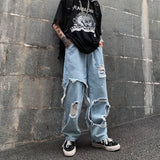 Gbolsos Ripped Jeans Y2k Streetwear Pants Men Trousers Slim Harajuku Man Hip Hop Men's Fashion Baggy Grunge Trendyol Stacked Clothing