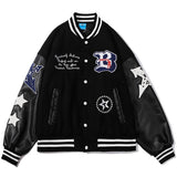 Gbolsos Hip Hop Baseball Jacket Coat Men Letter B Embroidery Leather Sleeve Varsity Bomber Biker Punk Vintage Fashion College Jacket