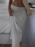 Gbolsos Summer Knit Long Skirt Women Sexy Holiday Party Beach Cove-Up Midi Skirts Dropped Waist See Through Wrap White Maxi Skirt